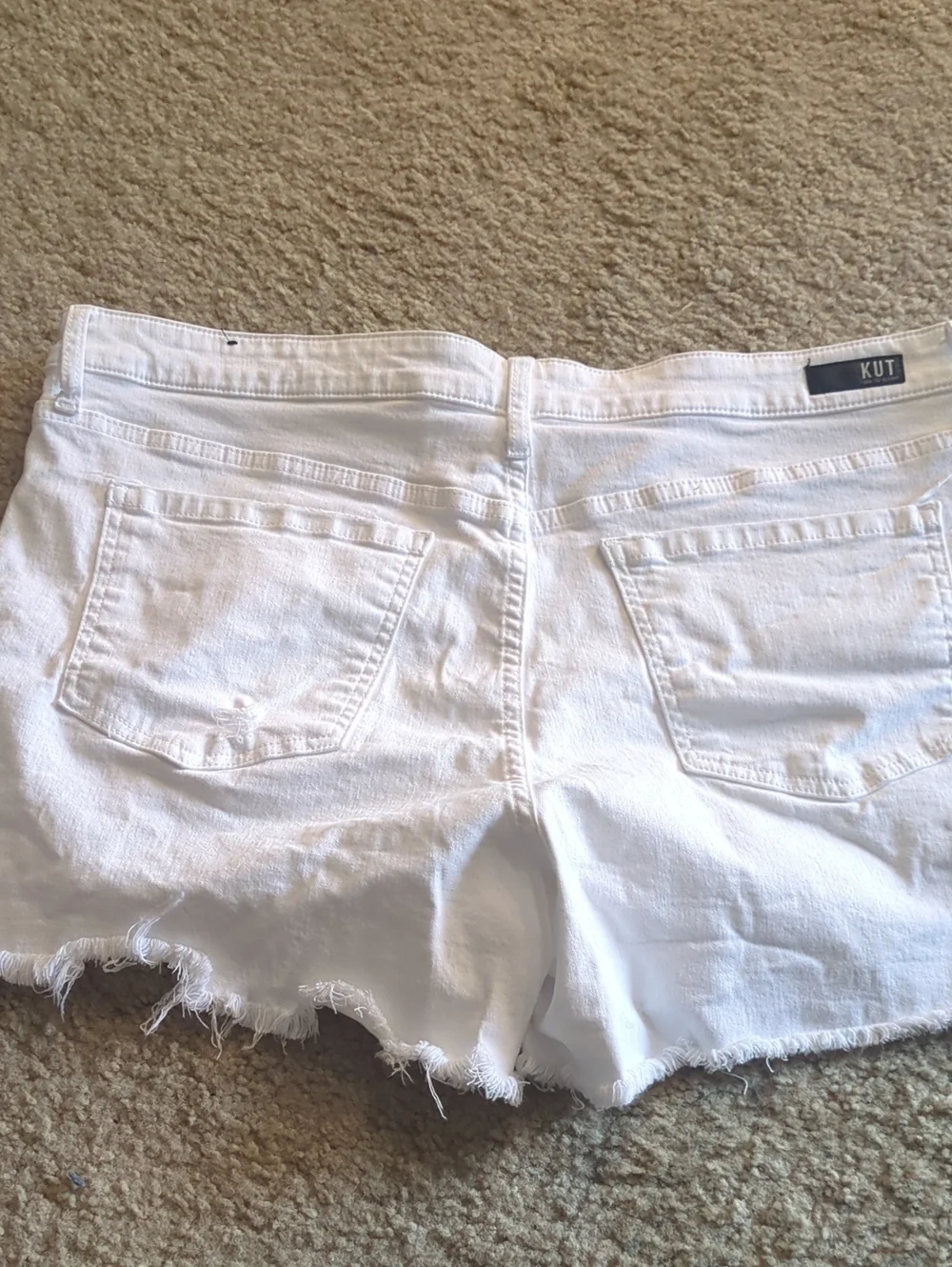 Kut from the Kloth White Frayed Denim Shorts